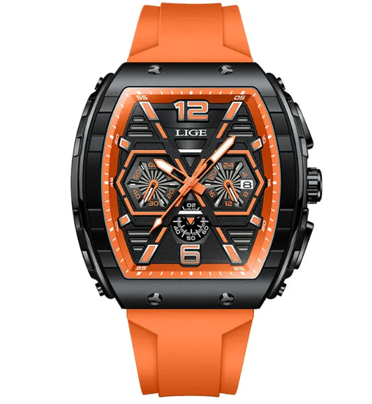 LIGE Men's Elite Sport Waterproof Quartz Watch with Luminous Dial